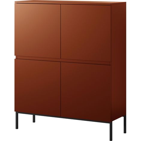 Selsey BEMMI Highboard 4-türig 100 cm, Ziegelrot mit Metallbeinen (1/5)