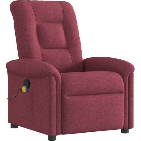 Maison Exclusive - Sillón de masaje reclinable de tela color vino