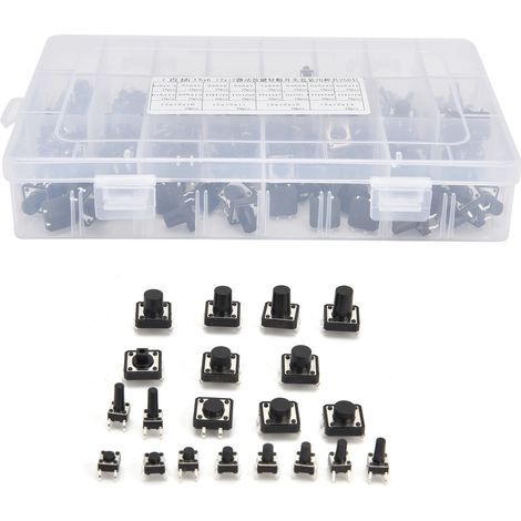 250 Miniatur-Drucktaster (6x6 und 12x12) für Fernbedienungen und elektronisches Spielzeug, leicht zu transportieren (1/5)