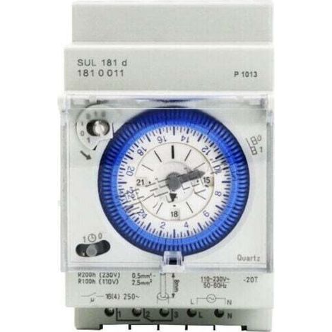 Mécanique Interrupteur Horaire Bidirectionnel 24 Heures Rail DIN avec Réserve de Marche SUL 181d 110-230V (1/4)