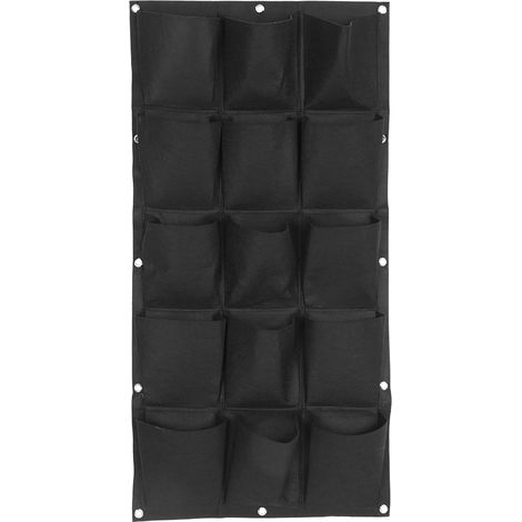 Sac de Plantation Vertical Noir 15 Pochettes Jardin Balcon Mur Suspendu pour Plantes Fleurs (1/5)
