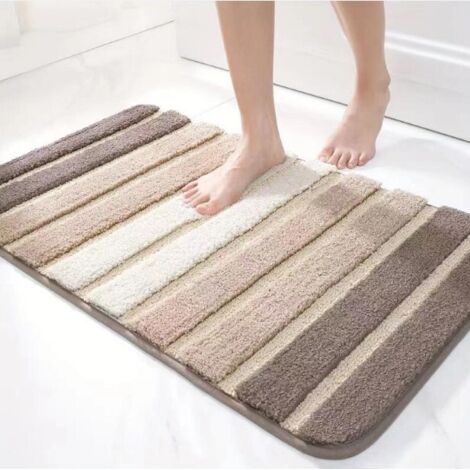 Non-Slip Bathroom Rug 40 x 60 cm, Extra Soft, Machine Washable, Water Absorbent, Beige (1/5)