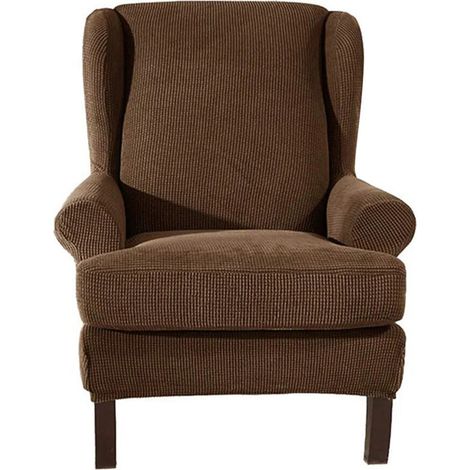 Housses de fauteuil extensibles en spandex marron (2 pièces) (1/5)