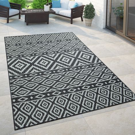Paco Home Tappeto per interni ed esterni, per balcone e terrazza, scandinavo, nero 80x150 cm