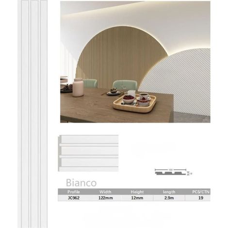 TrAdE Shop Traesio - Pannello Decorativo 3d Bianco 12x122x290 Cm Effetto Doghe Verticali In Ps - (1/4)