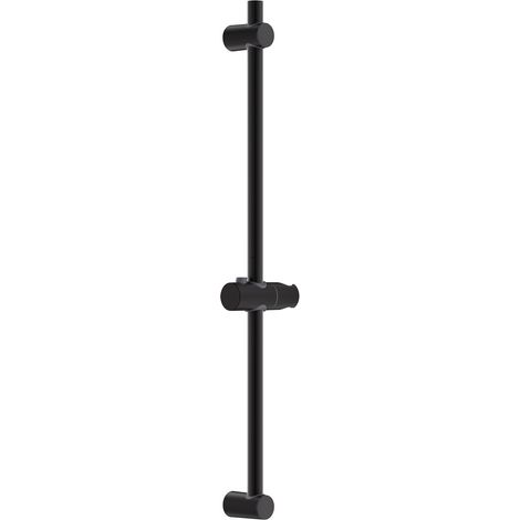 Barre de Douche Réglable, Barre Douch Acier Inoxydable 57cm Avec Support Réglable en Hauteur et en Angle, 71cm de Hauteur Totale, Noir