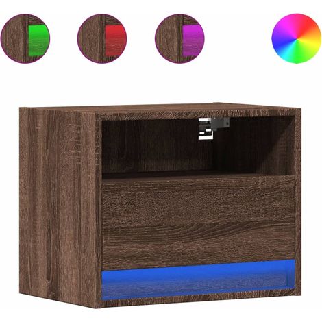 Maison Exclusive - Wand-Nachttisch mit LED-Leuchten Braun Eichen-