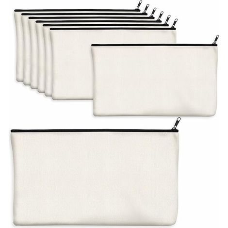 15er-Pack leere Baumwoll-Canvas-Taschen mit Reißverschluss zum Selbermachen ideal als Federmäppchen Kosmetiktasche oder Aufbewahrungsbeutel für (1/5)