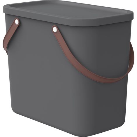 Rotho Aufbewahrungsbox Albula mit Deckel 40 x 23,5 cm 25 L Charcoal schwarz Aufbewahrungsbox