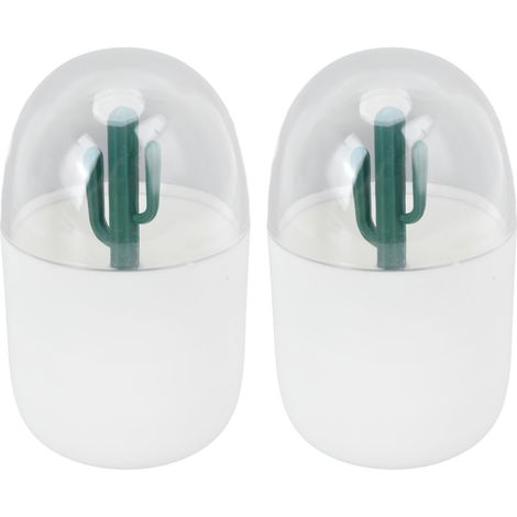 Lot de 2 boîtes à cure-dents multifonctions en forme de cactus, décoratives et réutilisables, pour ranger cotons-tiges à la maison ou au bureau. (1/5)