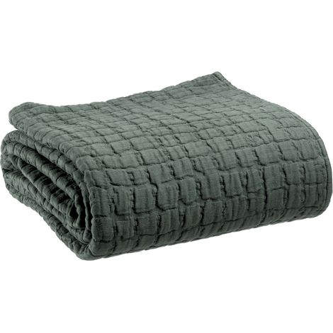 VIVARAISE - Jeté de lit Swami en coton 100% - Taille 180 x 260 cm - Couleur Thym - Vivaraise