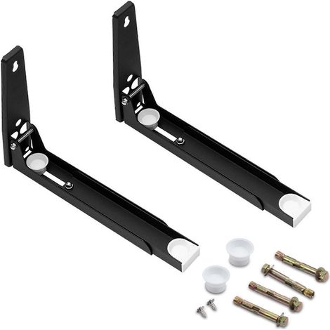 Support mural pliable universel en acier inoxydable 304 pour étagère sous micro-ondes, usage domestique, noir (1/5)