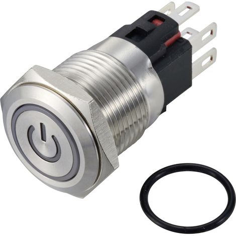 TRU COMPONENTS TC-12647396  Drucktaster 250 V/AC 3 A 1 x Aus/(Ein) IP65 RGB tastend Edelstahl 1 St.
