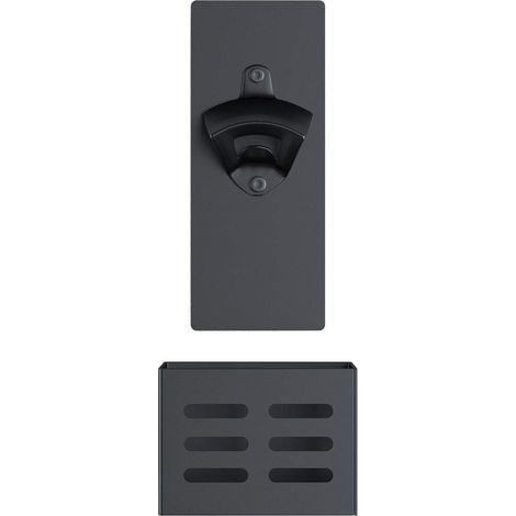 Ouvre-bouteille Magnetique - Avec Bac a Bouchons - Fixation Murale ou sur Refrigerateur - Acier Inoxydable et Acier Au Carbone - 1 Piece (1/5)