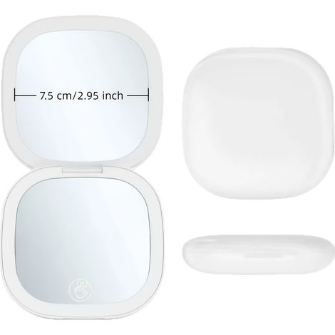 Miroir de beauté portable pliable, miroir de maquillage carré à double éclairage LED grossissant 10x