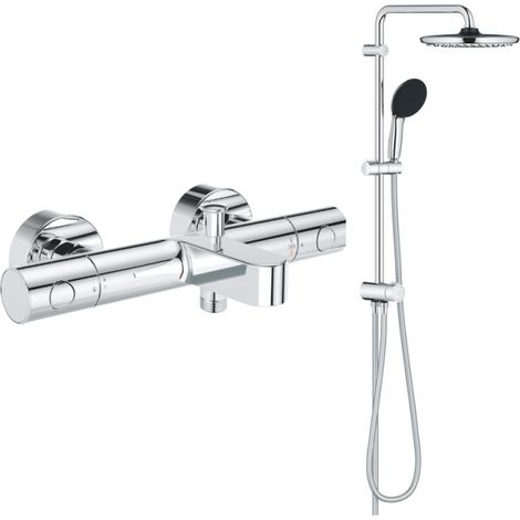 Pack mezclador termostático baño/ducha GROHE Quickfix Precision Get + columna de ducha cromada GROHE Vitalio Start 250