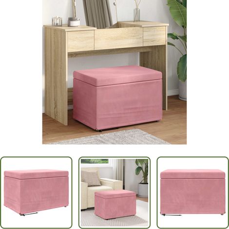 Design moderne - Tabouret Rose 61 x 41 x 40 cm Velours et Bois Composite (1/5)