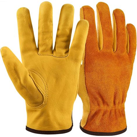 Guantes de jardinería de cuero para hombre y mujer: cómodos, duraderos y transpirables. Guantes de trabajo resistentes a las espinas con agarre robusto. Talla mediana (M). (1/5)