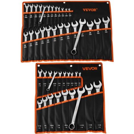 Jeu de Clés Mixtes 44PCs Clé Polygonale à Fourche SAE et Métrique (1/5)