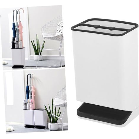 Porte-parapluie Noir Bac Amovible Antidébordement, Six Trous, Plastique Solide, pour Parapluies Pliants Long Manche, Style Minimaliste Style Aléatoire (1/5)
