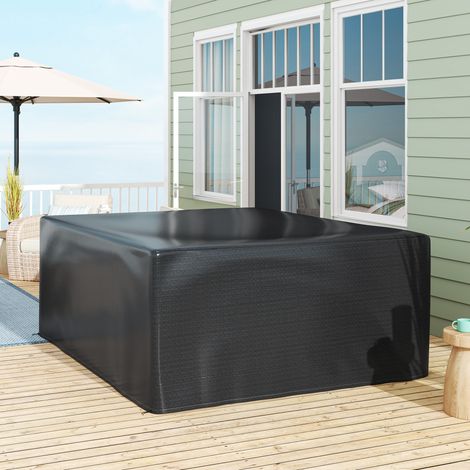 Housse de protection pour mobilier de jardin, résistante à l'hiver, imperméable et anti-UV, 235 x 190 x 90 cm, noire (1/5)