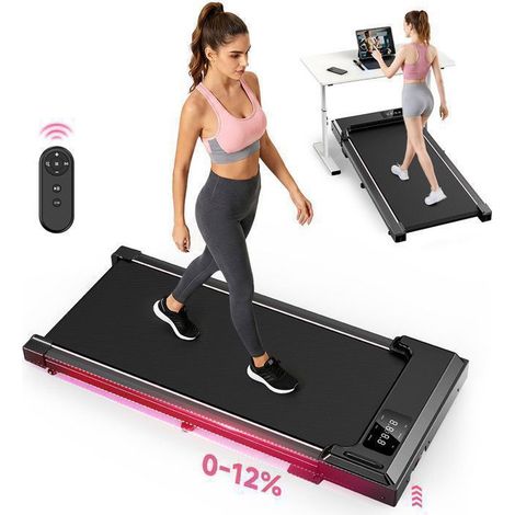 Laufband Gehband - 10 % Neigung - Geschwindigkeit von 1 bis 6 km/h - 2,5 PS Motor - Mit Fernbedienung - Belastung 120 kg - Rosa Rand (1/5)