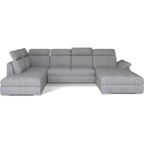 Sofá panorámico convertible MAJESTA 5 plazas gris jaspeado – ángulo derecho (1/4)