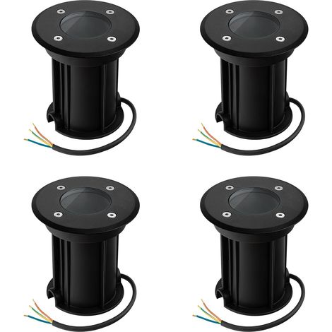 Spot LED encastrable au sol pour GU10, IP67 Spot encastrable pour jardin rond, 230 V, spot extérieur praticable pour pelouse, plate-forme, chemins, câble préinstallé, Ø11 x 12 cm, noir (1/5)