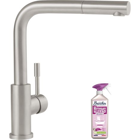 Robinet cuisine VILLEROY ET BOCH Steel Shower acier massif + nettoyant