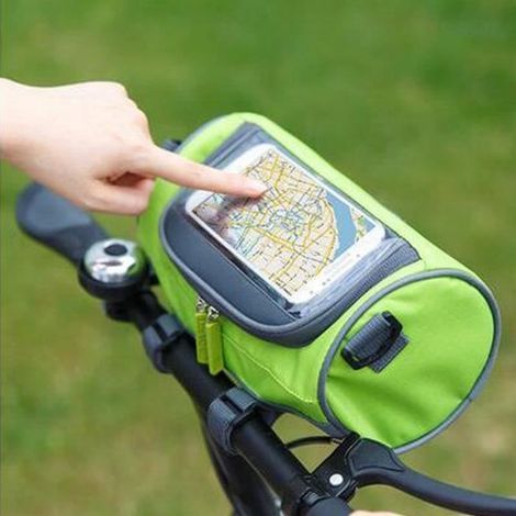 Sac/Sacoche Vélo Guidon VTT étanche Porte-bagages Téléphone Smartphone écran Tactile Porte-bagages Multifontions pour Cyclisme Vert (1/4)