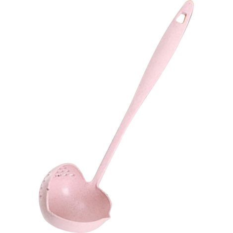 Louche à soupe rose simple 2 en 1, durable et robuste, avec bec verseur et trou de suspension, idéale pour la cuisine et les fondues. (1/5)