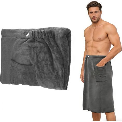 Paréo de sauna pour homme, réglable, 70 x 140 cm, serviette de sauna à séchage rapide pour sauna, salle de gym, douche et plage, confortable et élastique, idéale comme serviette de sauna pour homme ou (1/5)