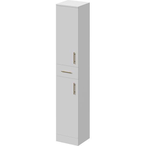 Alexander James Gloss White 350mm x 330mm Tall Storage Unit - 350mm - Brushed Brass 96mm Bar Handle