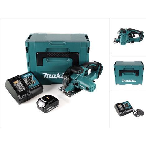 Makita DCS 552 RG1J Sierra circular de mano para metal de 18 V con batería de 136 mm en Makpac + 1 batería de 6,0 Ah y cargador + hoja de sierra y gafas de protección (1/5)