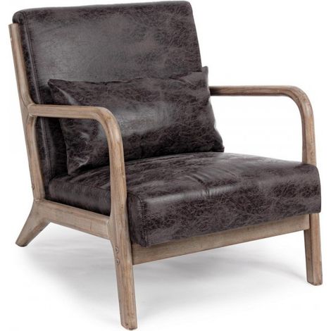 Poltrona in similpelle con cuscino stile vintage (1/5)