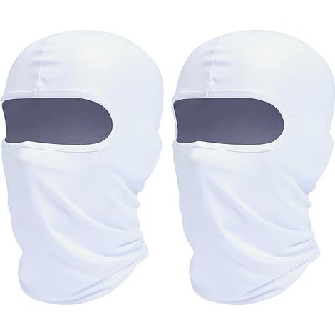 Weiße Outdoor-Fahrradmaske (2 Stück), winddichtes und atmungsaktives Sport-Stirnband/Kopfbedeckung für Fahrräder und Motorräder. (1/5)