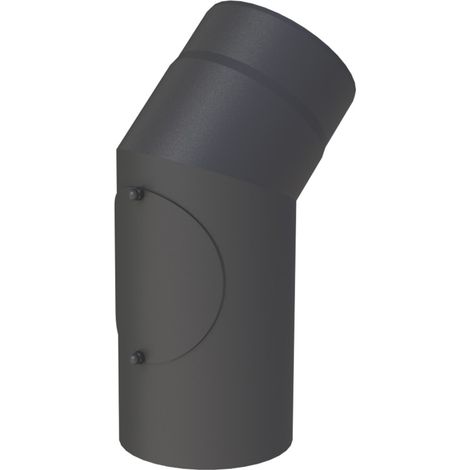 Coude 45° tuyau de poêle Diam 150 mm avec trappe de nettoyage fonte grise