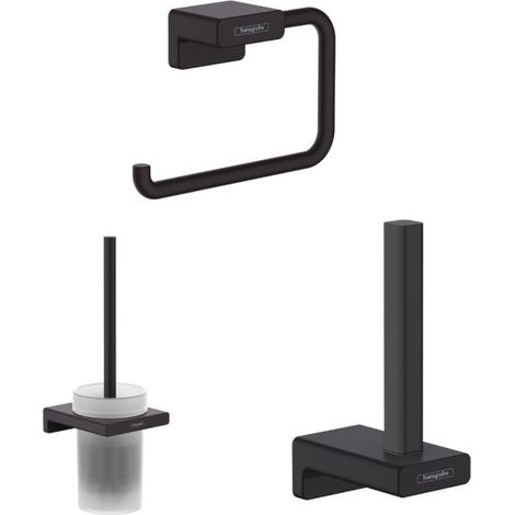 HANSGROHE Escobillero Addstoris + Portarrollos + Reserva portarrollos negro mate