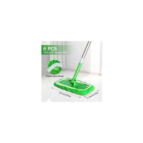 Lot de 10 lingettes de rechange pour balai à franges en microfibre vert corail – (1/4)