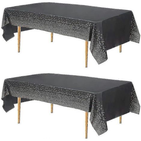 Lot de 2 nappes de fête, noires à pois dorés, jetables (1/5)