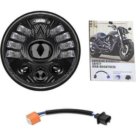 Phare LED rond étanche de 5-3/4 pouces (14,6 cm) pour moto, avec feux de jour et clignotants (feux de route/croisement).