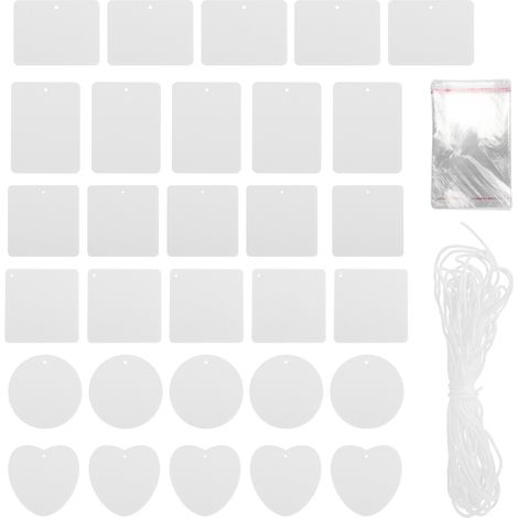 Lot de 30 Feutres Autocollants DIY Transfert Thermique, 6 Formes Désodorisants Suspendus avec Corde pour Voiture Déco Intérieure (1/5)