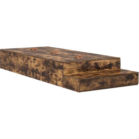 Cadre de lit avec rangement Chêne fumé 100 cm Bois d'ingénierie (1/5)