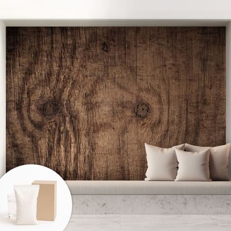 Papier peint intissé décoratif pour chambre et salon Design moderne à poser facilement - Colle incluse gratuite Bois rustique 208x146 cm (1/5)