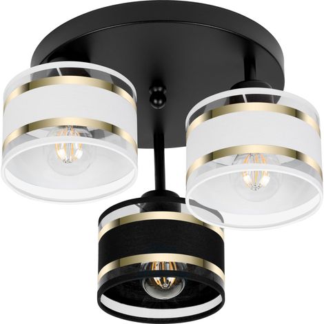Plafoniera nera con paralumi, in metallo industriale, 3xE27, illuminazione LED moderna per soggiorno, cucina, camera da letto, cameretta dei bambini, loft (1/5)