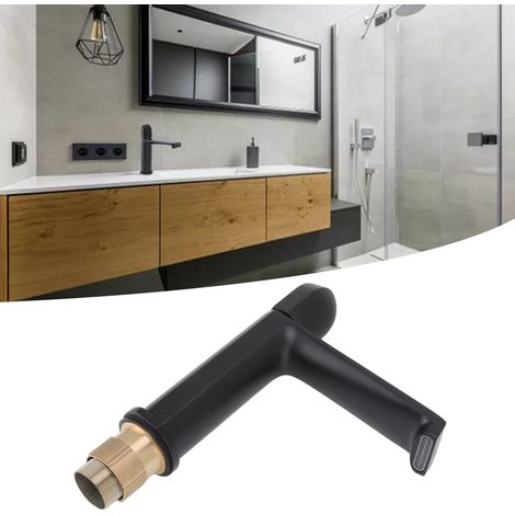 Robinet de lavabo tout cuivre, meuble-lavabo, lavabo sous plan, robinet d'eau chaude et froide, noir (1/5)