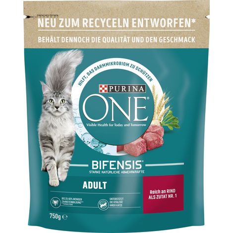 Purina ONE Adult reich an Rind und Vollkorn-Getreide 750 g Trockenfutter (1/3)