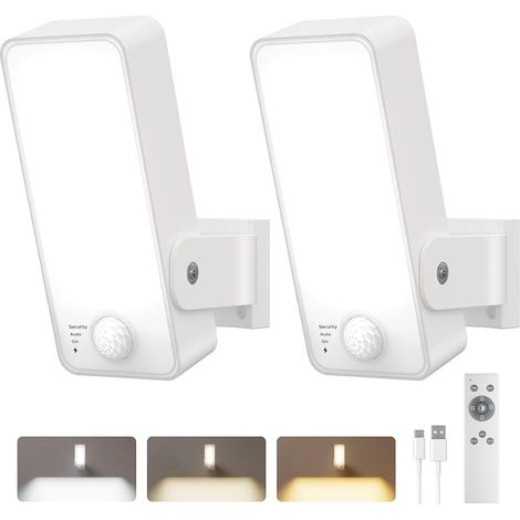 Applique Murale Rechargeable Extérieure à Détecteur de Mouvement, 12000mAh Lampe Extérieure Sans Fil avec Télécommande, 3 Modes, 3 Couleurs, IP65 Etanche pour Jardin, Garage, Entrée, Terrasse (1/5)