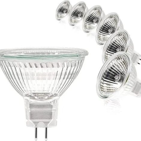 Lot de 6 ampoules spot MR16 - 12 V 50 W - Dimmables - Culot GU5.3 - Blanc chaud 2700 K (1/5)