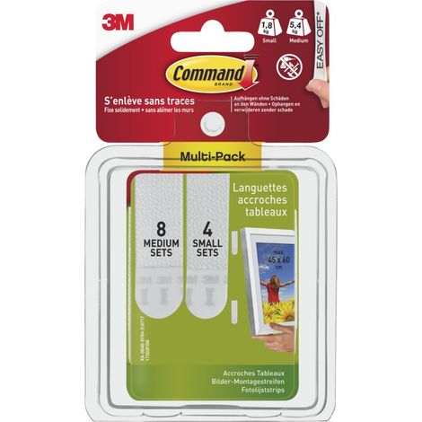 3M Strisce di montaggio per immagini Command™ S e M, pacchetto di vantaggi Bianco Contenuto: 12 Paio/a (1/3)